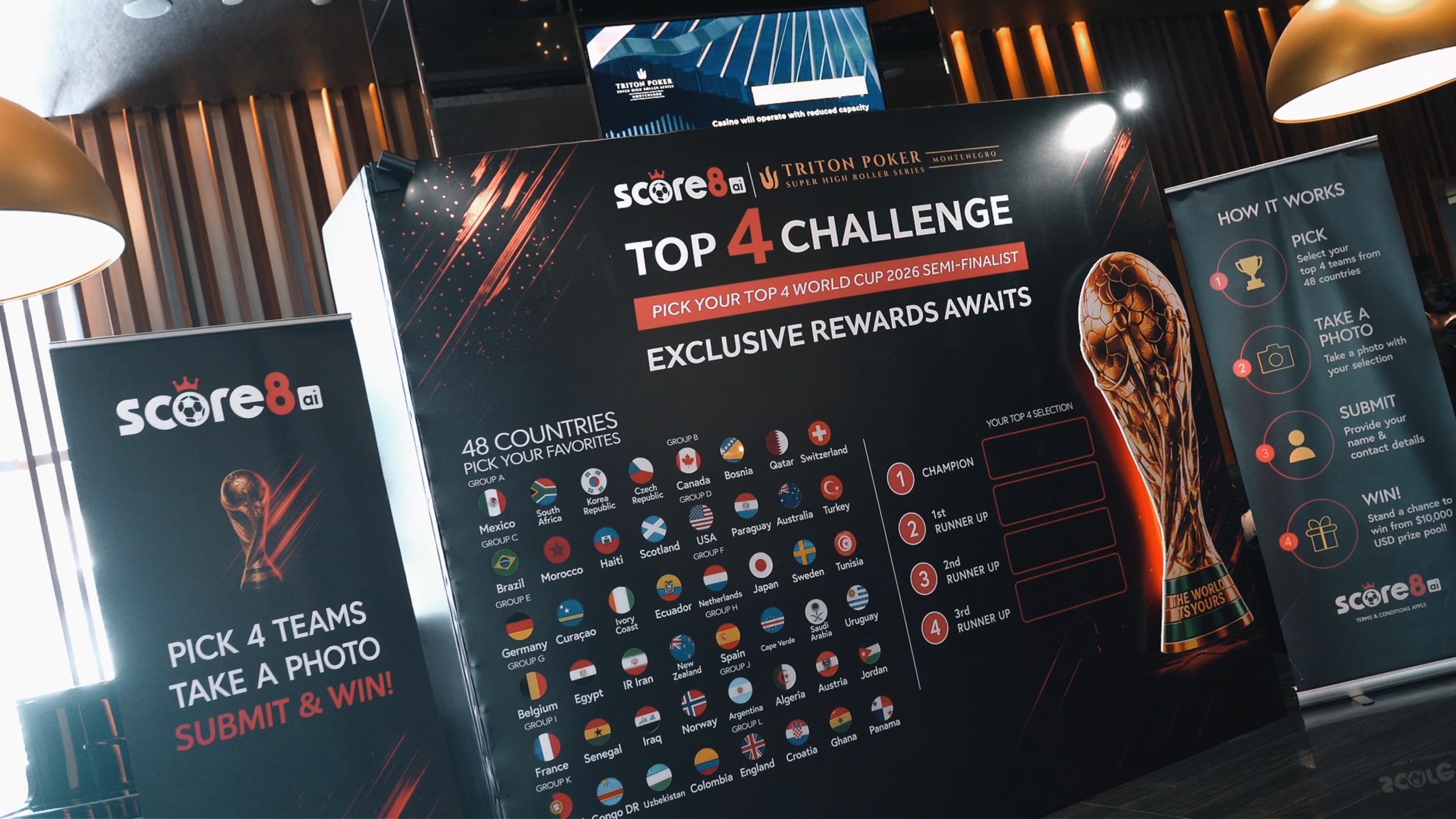 Score8 Top 4 Challenge activation at Triton Poker Montenegro